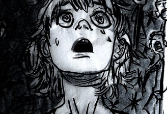 Captivity by J Gatsby 2025 The girl, eyes aghast, mouth wide open in horror