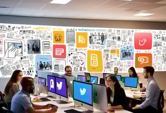 a group of people sitting at desks in a room