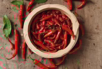 a bowl of chili peppers and chili peppers