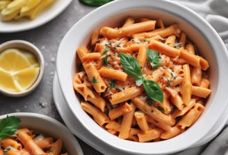 pasta in white ceramic bowl