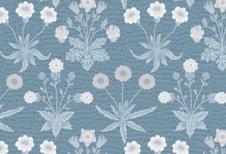 fleurs sur fond bleu transe hypnotique