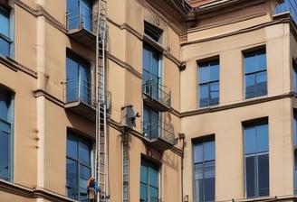 A brick building with a large sign reading 'WRF & S N Plumbing & Heating' on the front facade. There are advertisements for Goulds Pumps, water conditioners, and supplies on the wall. The storefront features large glass windows displaying plumbing-related items. The door on the left is labeled '15 N Main' and there is a sign indicating propane cylinder refills.