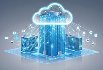 Centralized data streams connected to a digital cloud for building management.