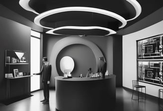 A person is using a laptop to browse an online marketplace featuring various digital products or themes. The screen displays a selection of software or website themes with descriptions and prices. The person seems to be in a well-lit room, sitting at a table.