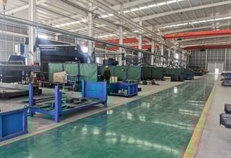 Our Zorylift welding workshop: here, we fabricate components for remote control cranes in specialized bays.