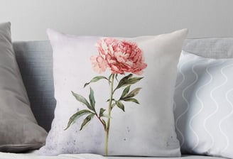 Coussin avec fleur de naissance de novembre : la pivoine