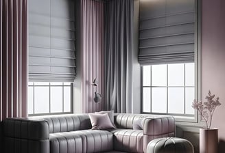 Minimalist roman blinds for windows in a contemporary interior