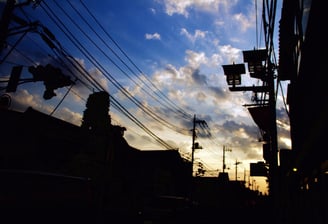 town engulfed in darkness because of power outage.