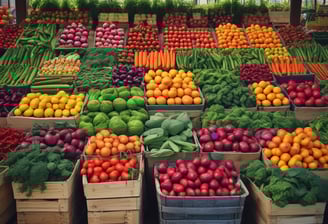 Rows of lush, green leafy vegetables are growing in a neatly organized garden or farm. The vibrant shades of green indicate healthy and thriving plants. Irrigation pipes and pathways are visible, suggesting a well-maintained agricultural setup.