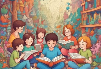 A child dressed in warm clothes sits on a white textured mat surrounded by various toys and objects. There are toy animals like giraffes, a cow, an elephant, and a monkey plush. A basket holds colorful felt vegetables, and a jar with star-shaped pieces is nearby. Open children's books with bright and engaging illustrations are placed around.