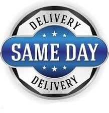 a blue and white same day delivery service