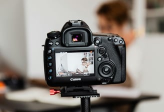 a canon camera recording a podcast