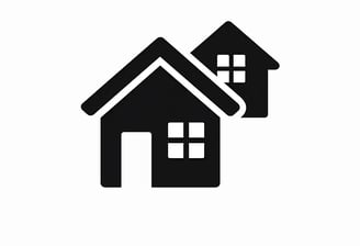 a house with two houses on the roof and a house with a roof