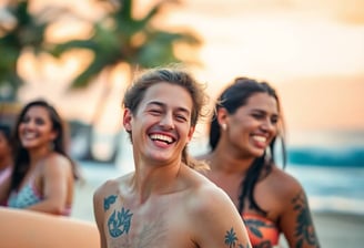 a man with tattoos on his chest and chest