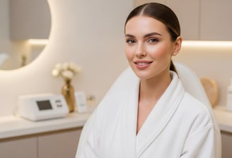 A woman with dark hair pulled back, showcasing a positive result after facial cosmetic surgery at Esteticyana Clinic