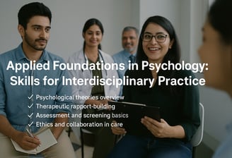 Students and allied health trainees participating in a hands-on psychology training session
