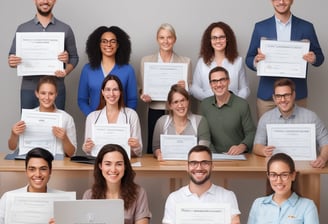 a group of people sitting around a table with a laptop