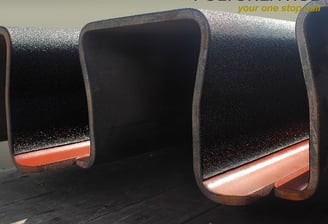 "Metal steel beams coated with polyurea for rust corrosion abrasion  water containment protection" 