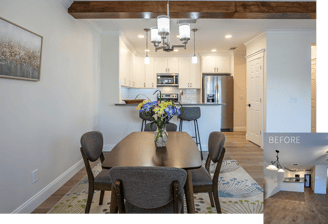A freshly renovated and staged living area by Manor Magic in Celebration, Florida