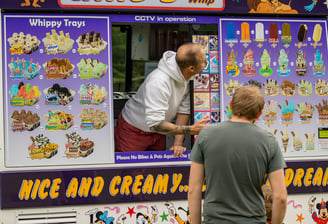 An ice cream man at Cwmdu show