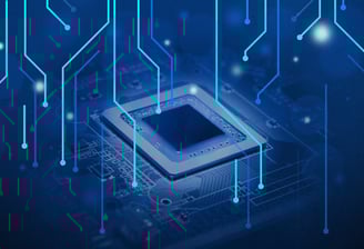 a computer chip on a PCB