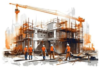 a group of construction workers working on a building site