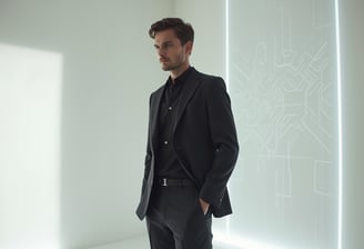Male modeling a dress in a digital space