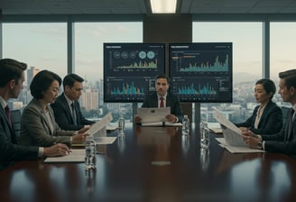 a group of business people sitting around a conference table