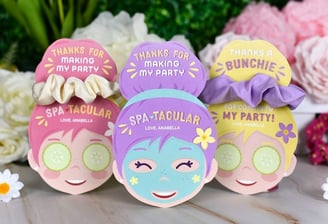 custom design party favors, scrunchie and scrunchie holder for spa theme party