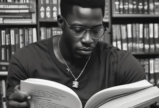 Black man reading a book.