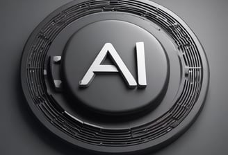 A 3D rendering of a microchip with the letters 'AI' prominently displayed on its surface, set on a dark, circular platform.