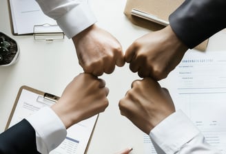 four founders fistbumping at company creation