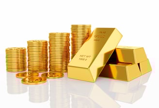 gold bars and coins