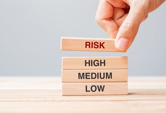 wooden blocks labeled with different risk tolerance levels