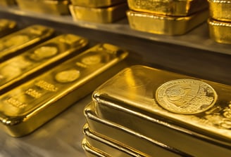 gold bars in stacks