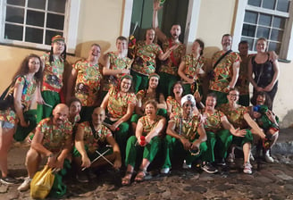 DrumDini in Salvador, Bahia at carnaval 2020 after parading with Bloco Muzenza