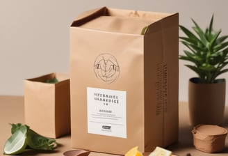 Various jars and recyclable packaging are arranged neatly, featuring a product labeled 'Cake Vaisselle Waschcake'. These are eco-friendly cleaning products displayed on a shelf, with a focus on sustainability and aesthetics. A pink container and a yellow jar are visible among the items.