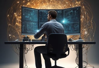 A software engineer meticulously configures a workflow automation system.