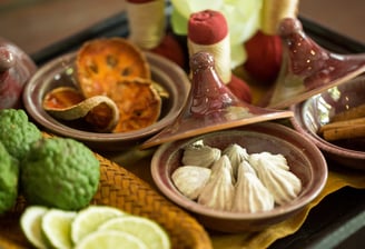 a tray with various types of spa products