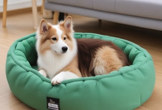 A felted wool cat bed designed to resemble a stylized orange cat with pointy ears, whiskers, and a tail. The entrance to the bed is a circular hole where the cat's mouth would be. The cat bed is mostly orange with beige accents for the ears and tail.