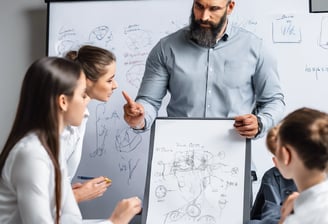 woman placing sticky notes on wall