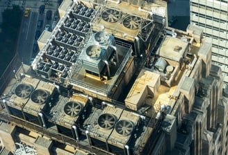 HVAC equipment on building rooftop