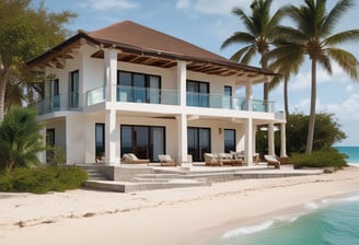 a house with a beach view of a house