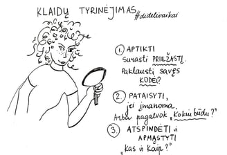 iliustracija mergaitė su lupa tyrinėja raides