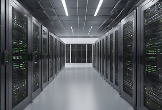 a group of people standing around a display of video screens