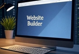 a computer monitor screen showing a website builder