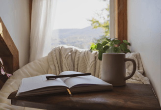 Reflecting on self-care journey with calm and intention