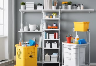 A dry cleaning shop named 'HLP Cleaners' is located on a dimly lit street. The store has a prominent sign above the entrance, and its windows are illuminated with a warm yellow light. A sign on the door lists services such as dry cleaning, laundry, and suede & leather cleaning. The building exterior is simple with a combination of dark tiles and light-colored upper walls. The entrance is flanked by two closed doors, likely of neighboring establishments.