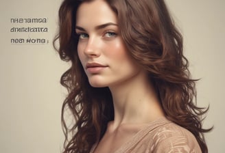 a woman with long hair and a brown dress