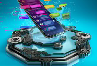 a smartphone phone with a phone screen displaying a messages for AI Consulting